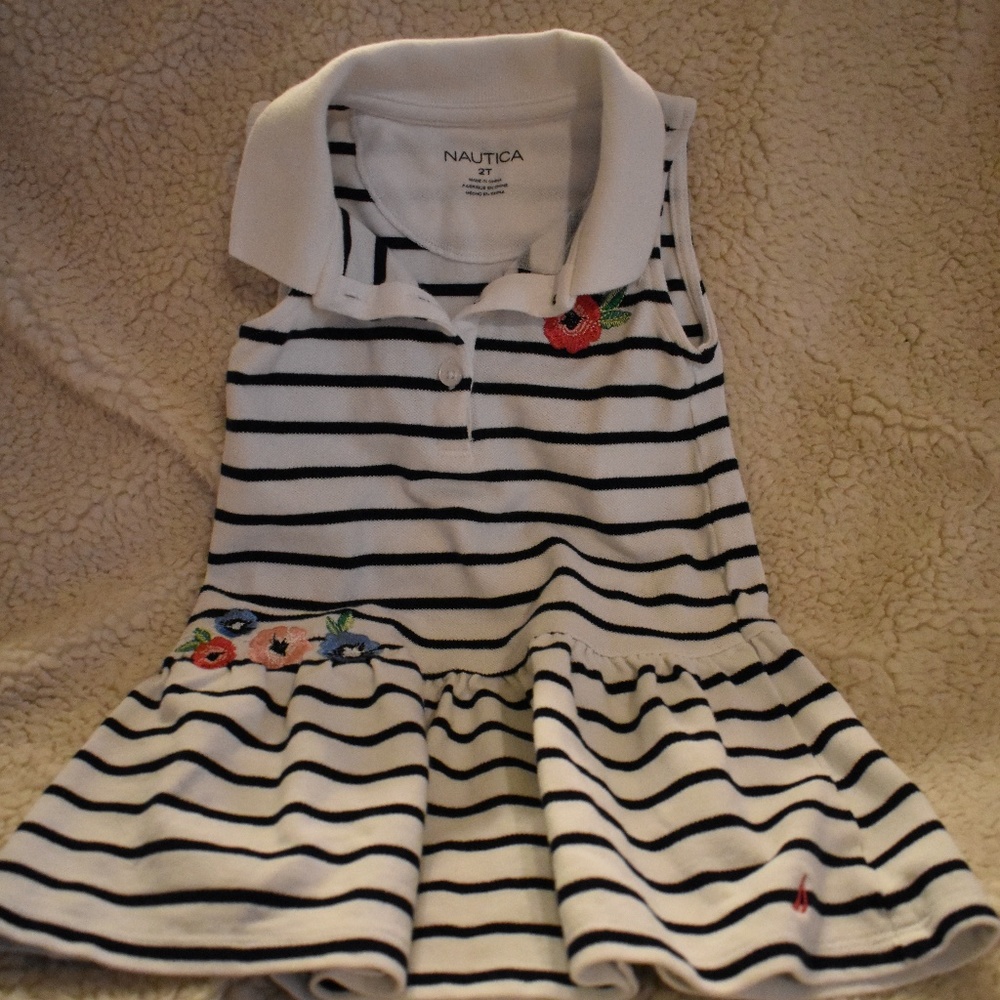 Nautica White Striped Sleeveless Dress